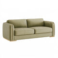 Divano due posti 180 x 90 x 85 cm in tessuto verde salvia con dettagli dorati stile moderno