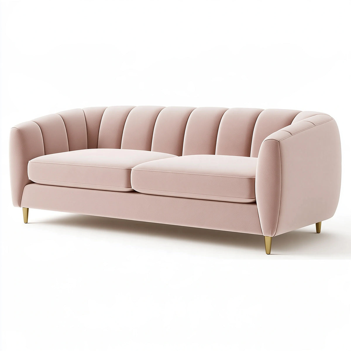 Divano 2 posti 180 x 85 x 80 cm in tessuto rosa - schienale trapuntato stile contemporaneo