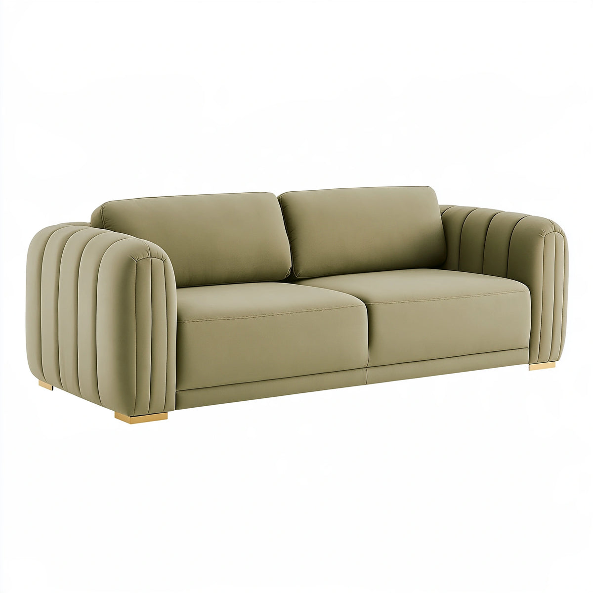 Divano 2 posti 180 x 90 x 82 cm in similpelle verde oliva stile moderno