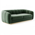 Divano 2 posti 190 x 90 x 78 cm in tessuto verde - stile contemporaneo con base dorata