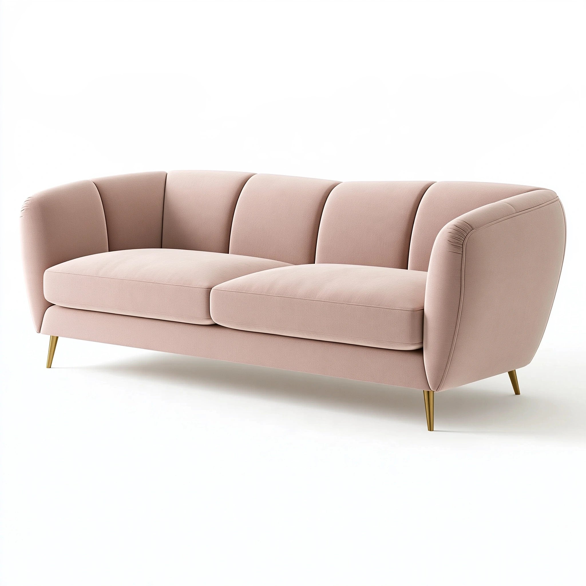 Divano 3 posti 210 x 90 x 82 cm in tessuto rosa cipria - stile moderno
