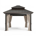 Gazebo 300 x 300 x 300 cm in metallo grigio scuro con tende stile classico per esterno