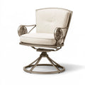 Poltrona girevole 76 x 78 x 105 cm in tessuto crema e metallo bronzo stile classico
