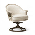 Poltrona girevole 76 x 78 x 98 cm in tessuto beige e legno stile classico