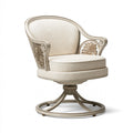 Poltrona 76 x 70 x 101 cm in tessuto beige con struttura in legno stile classico girevole