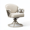 Poltrona girevole 75 x 75 x 95 cm in tessuto beige con struttura decorativa classica