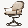 Poltrona girevole 78 x 82 x 98 cm in metallo e corda marrone beige per esterni in stile contemporaneo