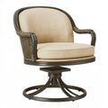 Poltrona girevole da esterno 76 x 76 x 89 cm in metallo e fibra intrecciata beige marrone