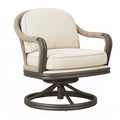Poltrona girevole 78 x 80 x 92 cm in corda intrecciata beige con struttura marrone stile contemporaneo