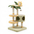 Albero tiragraffi per gatti 60 x 60 x 150 cm in sisal e peluche verde e giallo - struttura multilivello con cuccia