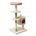 Albero tiragraffi per gatti 60 x 60 x 170 cm in legno crema rosa e verde con piattaforme e cuccia