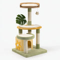 Albero tiragraffi per gatti 60 x 60 x 160 cm in sisal e peluche verde con cuccia e piattaforme