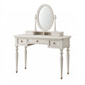 Toeletta con specchio 120 x 45 x 150 cm in legno bianco stile classico