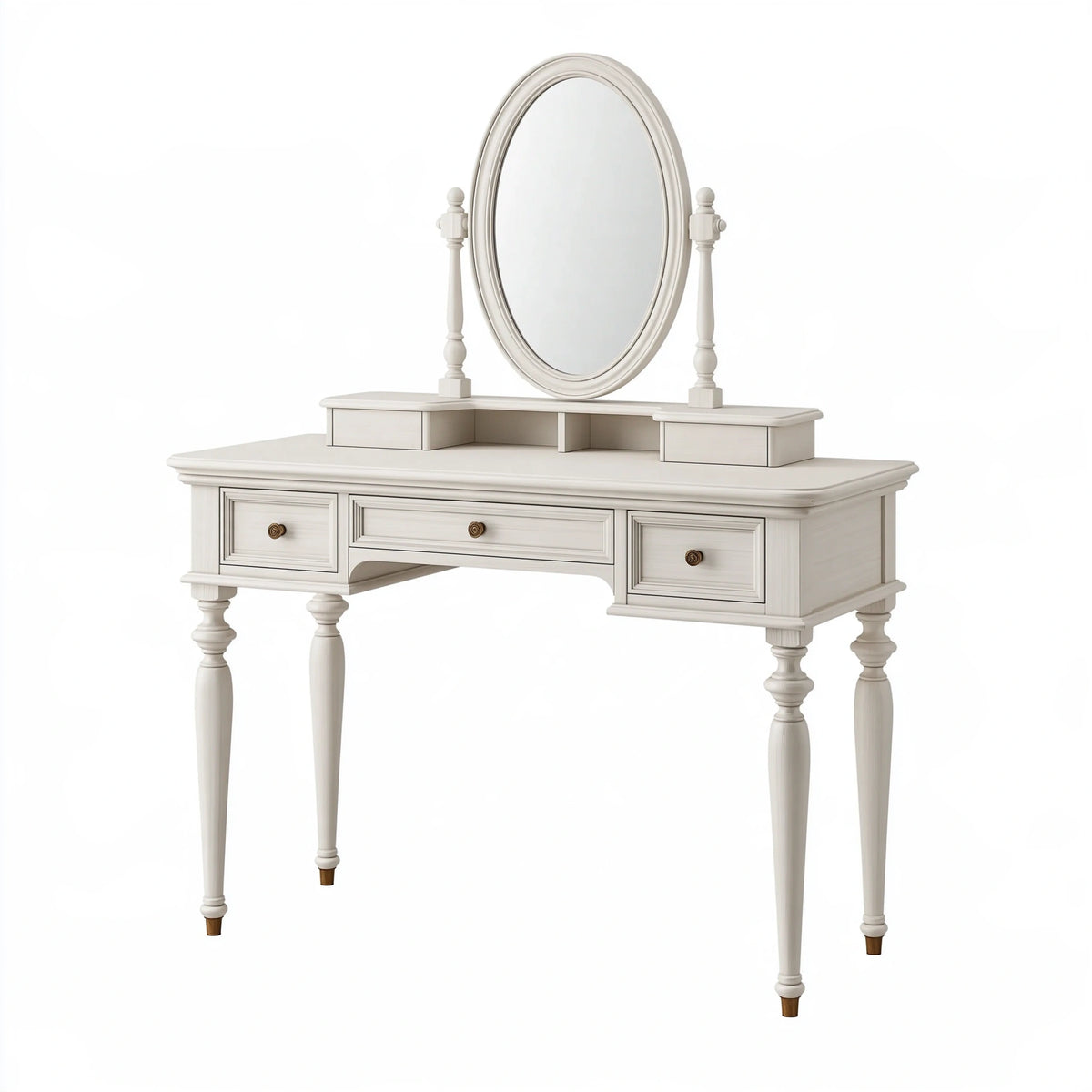 Toeletta con specchio 120 x 45 x 150 cm in legno bianco stile classico