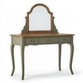Toeletta con specchio 120 x 45 x 150 cm in legno verde oliva stile classico con tre cassetti