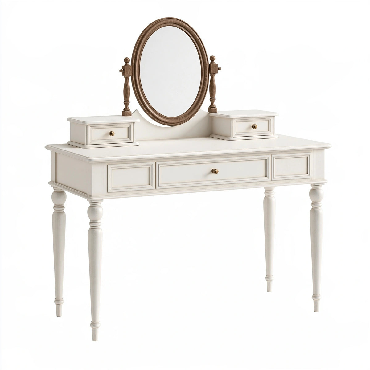 Toeletta con specchio 120 x 45 x 150 cm in legno bianco e marrone stile classico