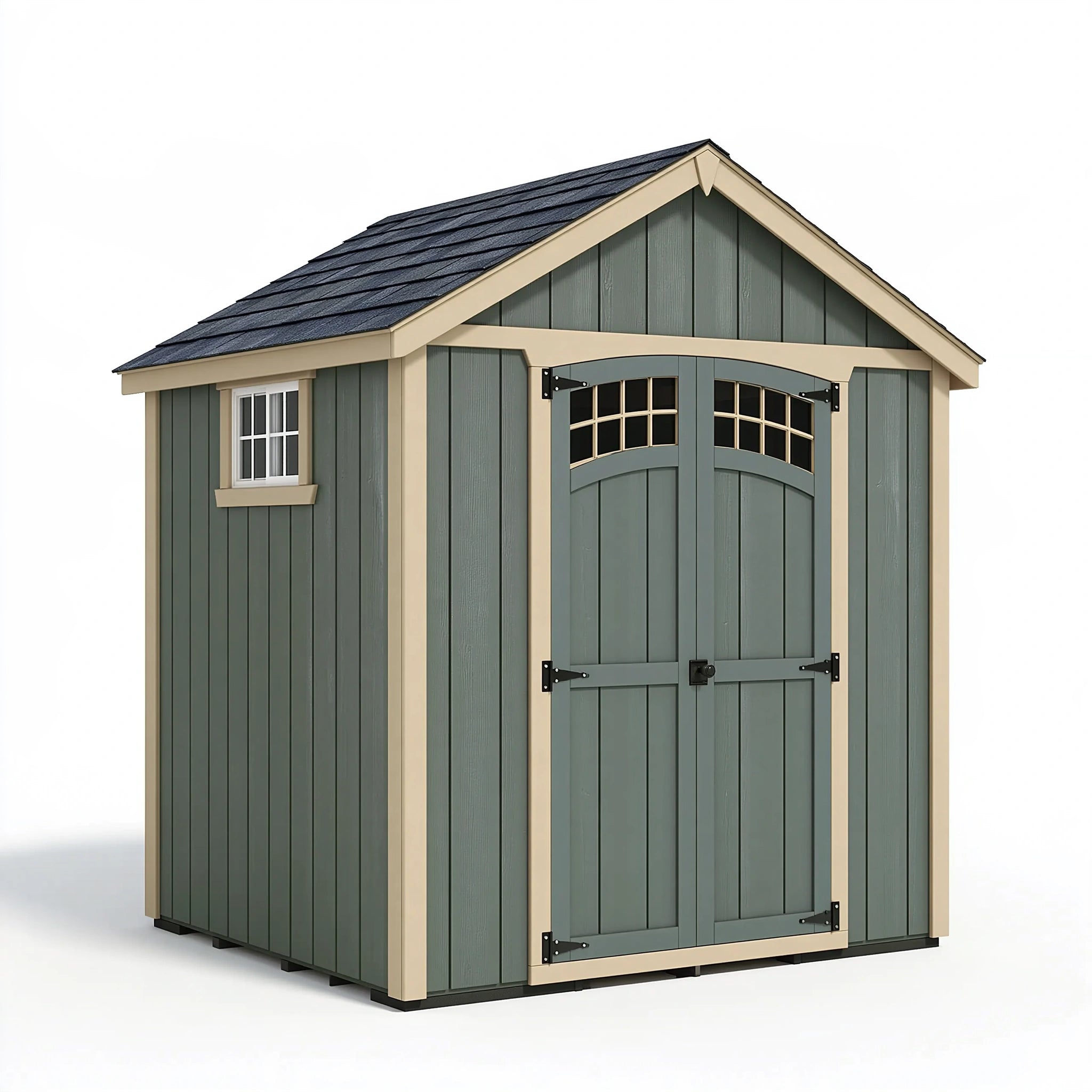 Casetta da giardino 180 x 120 x 210 cm in legno verde salvia - deposito esterno con doppia porta
