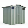 Casetta da giardino 240 x 180 x 210 cm in metallo verde salvia con tetto a due falde